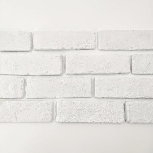 40 Pcs White Thin Brick Veneers, 2.4 x 7.9 Wall Brick, 3D Faux Brick for Kitchen Backsplash, Fireplace, Living Room, Interior and Exterior Wall Decoration (7 sq.ft) (White)