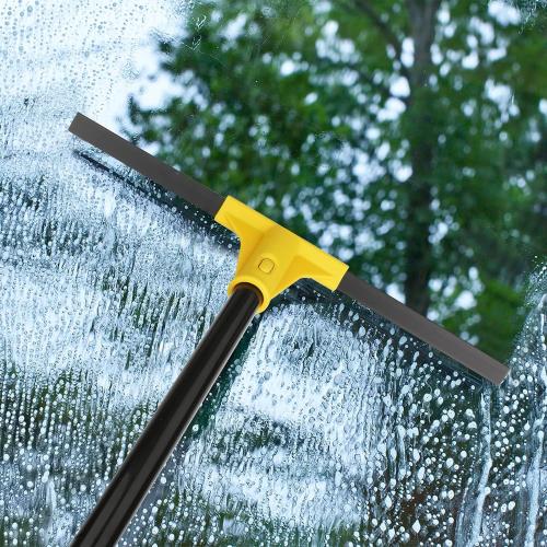 Squeegee Broom for Floor, Heavy Duty Rubber Wiper with Long Handle for Bathroom Tile, Garage Concrete, Deck, Shower Glass, Window Cleaning