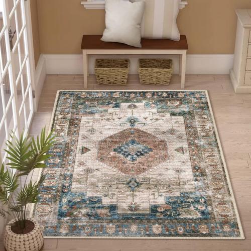 Collive Indoor Door Mat Retro Floor Mat, Non Slip Washable Doormat Large Size Quickly Absorb Welcome Mats Low-Pile Front Door Rug Inside Entryway Carpet for Entrance - 36 x 59