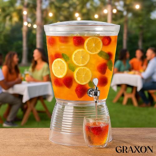 Drink Dispensers for Parties (2.5 Gallon) Large Plastic Water Dispenser for Counter Tops, No Mess, Easy to Assemble & Wash, Up to 40 Drinks