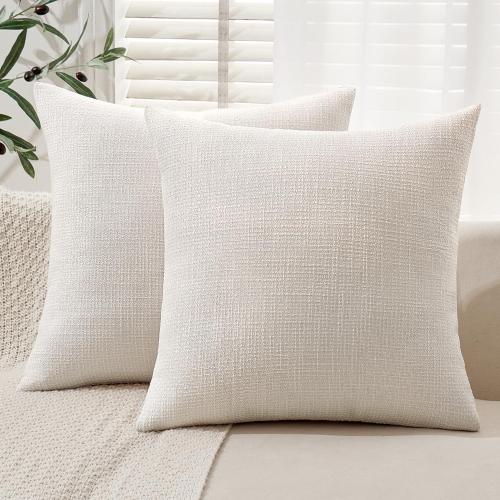 MIULEE Burlap Linen Throw Pillow Covers 18x18 Inch Set of 2 Cream White | Decorative Pillows Modern Farmhouse Pillowcases, Soft Accent Cushion Covers, Home Decor for Couch Sofa Bedroom Livingroom