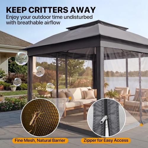 COOS BAY 11x11 Pop Up Gazebo with Mesh Netting, Instant Outdoor Canopy Tent, Water Resistant Shelter with UPF 50  UV Protection, 121 Sq Ft Coverage, Dark Gray