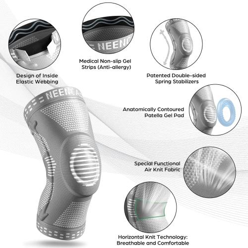 NEENCA Professional Knee Brace for Women/Men, Knee Support with Patella Pad & Side Stabilizers, Compression Knee Sleeve for Knee Joint Pain, Meniscus Tear, ACL, PCL, Runner, Workout - FSA/HSA Approved