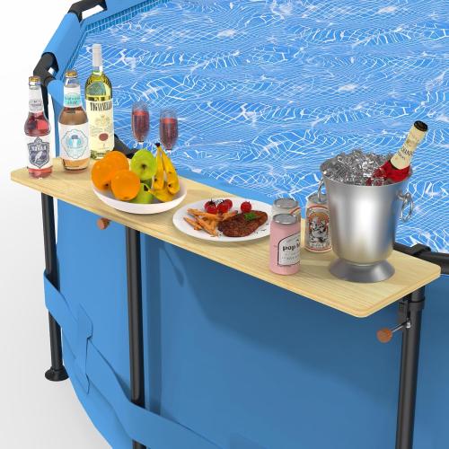 Pool Bar, Above Ground Pool Bar Table, Nordic Pine Foldable Poolside Bar, Swim Up Bar Pool Shelf Fits 3.7 Inch or Less Top Rail, Frame Above Ground Round & Oval Pool Accessories, 47×12in Table Top