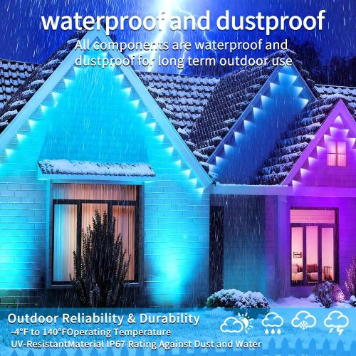 200FT Permanent Outdoor Lights for House,Waterproof Smart RGB LED Eaves Lights，permanent outdoor lights with App/Remote Control,Music synchronisation，for House,Halloween,Roof,Christmas Decorations