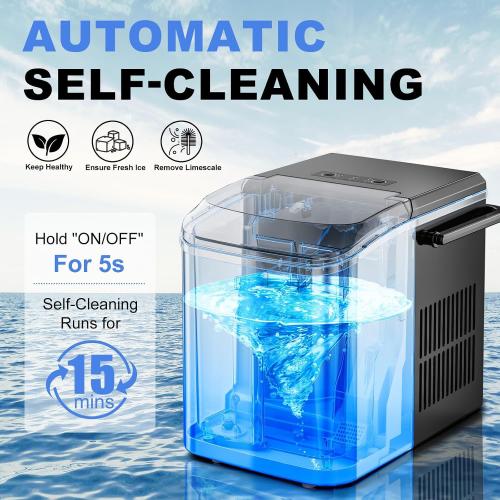 NEWBULIG Ice Makers Countertop with Handle, Portable Ice Machine | 9 Bullet Cubes in 6 Mins, 26lbs in 24Hrs, Auto-Cleaning, with Basket and Scoop, for Home, Kitchen, RV, Camping, Black‼️little dirt‼️