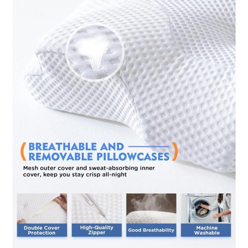 Osteo Cervical Pillow for Neck Pain Relief, Hollow Design Odorless Memory Foam Pillows with Cooling Case, Adjustable Orthopedic Bed Pillow for Sleeping, Support for Side Back Sleepers