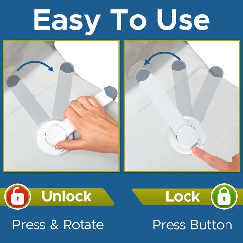 Baby Toilet Lock by Wappa Baby - 9L x 4W - Ideal Baby Proof Toilet Lid Lock - No Tools Needed Easy Installation with 3M Adhesive - Top Safety Toilet Seat Lock - Fits Most Toilets - White (1 Pack)