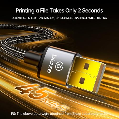 Printer Cable Splitter 2 in 1 Out, USB 2.0 Sharing Switch for Two Computers to One USB Device, 3.5m/11.5ft USB A to B Data Cable for Printer, Scanner, Keyboard, Mouse, Plug and Play