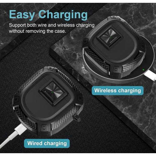 QC Ultra Case Shockproof Protective Cover Compatible with Bose QuietComfort Ultra Earbuds(2023) / Bose QuietComfort Earbuds II(2022) Case Cover with Safety Lock and Carabiner (Black) (Black)