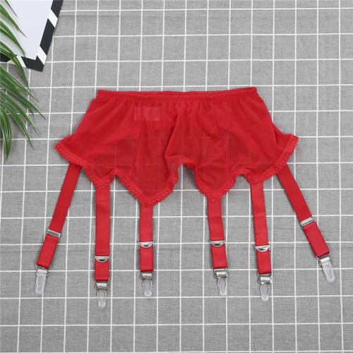 Size XXL Women's Mesh Garter Belt High Waist Suspender Belt with Six Metal Clips for Women‘s Stockings/Lingerie