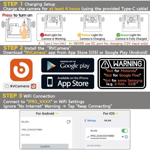 EWAY Strong Magnetic Wireless Backup Camera for iPhone Android, WiFi Hitch Camera Rechargeable Battery for Hitch Gooseneck Travel Boat Horse Trailer Truck Camper RV Front Rear View Reverse Back up