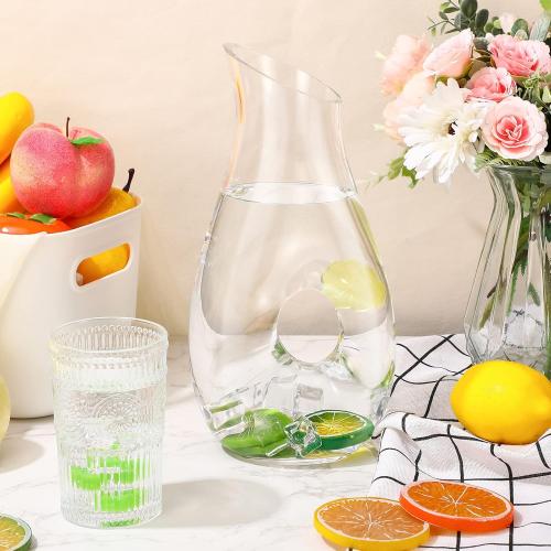 2 Pcs 48 oz Wine Decanter Carafe, Pierced Decanter, Clear Glass Juice Pitcher Jar for Red Wine Beer Water Lovers Gift Wedding Birthday Party Supplies