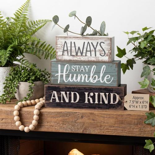 Lineshading 4 Pcs Inspirational Farmhouse Table Decor Wooden Shelves Signs