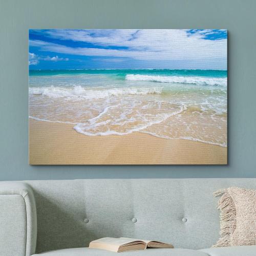wall26 Canvas Print Wall Art Vibrant Beach Ocean Waves & Seafoam Nature Wilderness Photography Modern Art Rustic Scenic Colorful Multicolor for Living Room, Bedroom, Office - 16x24
