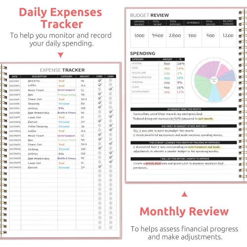 Budget Planner - Monthly Budget Book with Expense Tracker Notebook, Undated Bill Organizer & Finance Planner to Take Control of Your Money, Account Book to Manage Your Finances-Pink