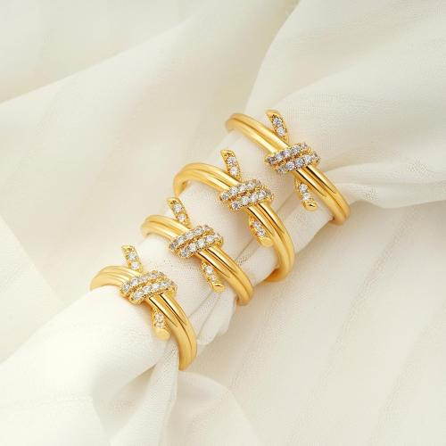 C-leen Gold Rings for Women Non Tarnish, Diamond Twist Love Knot Ring Dainty 18k Real Gold Plated Cubic Zirconiz Knuckle Pinky Thumb Rings Gold Jewelry for Women Gift Size 6-10