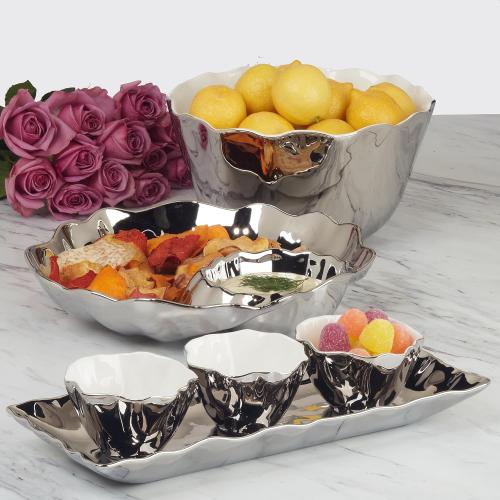 Certified International Chip and Dip, 12-inch Diameter, Silver Coast to of