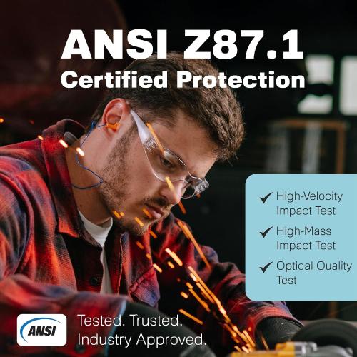 Raxwell Clear Safety Glasses, ANSI Z87.1 Certified Protective Eyewear,Wraparound Anti-Scratch Polycarbonate Lense