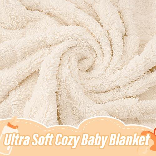Plush Soft with Square Checkered Baby Blanket,Fleece Infant Toddler Blankets for Girls Boys,Warm Lightweight Breathable Newborn Receiving Blankets for Crib Stroller 30×39(Beige,Square)