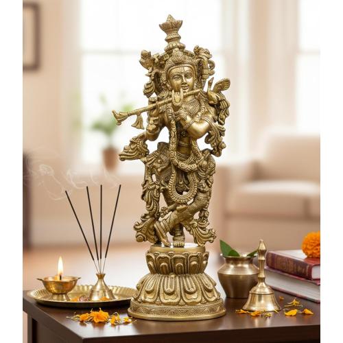 eSplanade - Brass Radha Krishna - Big Size - Brass Radha Idol Statue Sculpture (21) (Krishna Antique)