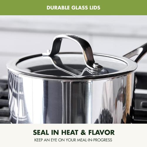 GreenPan Valencia Pro Tri-Ply Stainless Steel  Cookware Set, PFAS-Free Ceramic Nonstick Coating,