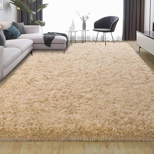 Large Area Rugs for Living Room, Ultra Soft Beige Big Shag Rug for Bedroom Nursery, Modern Fluffy Plush Carpet for Girls Boys Kids Room Dorm Home Decor, Upgrade Non-Slip