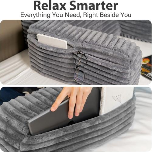 Reading Pillow for Sitting in Bed Adult, XL Back Pillow for Bed Sitting up, Back Support Chair Pillow for Sitting up/Watching TV/Reading/Gaming/Resting/Post Surgery,Dark Grey