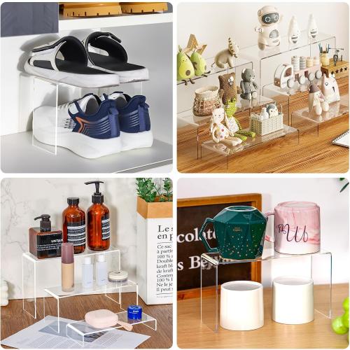 Size Large 10pcs 2 Set Acrylic Risers for Display Clear Perfume Organizer Stands Acrylic Display Risers for Show Figures, Cupcake, Jewelry, Toys, Perfume and More (Large Size)