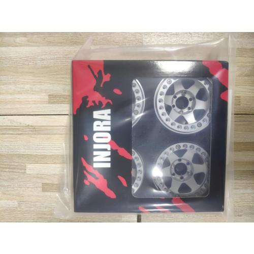 INJORA RC Wheel Rim 4pcs 1.9inch Beadlock Metal Wheel Hub Rim for 1/10 RC Crawler Axial SCX10 90046 AXI03007 TRX4 RedCat MST (Silver)