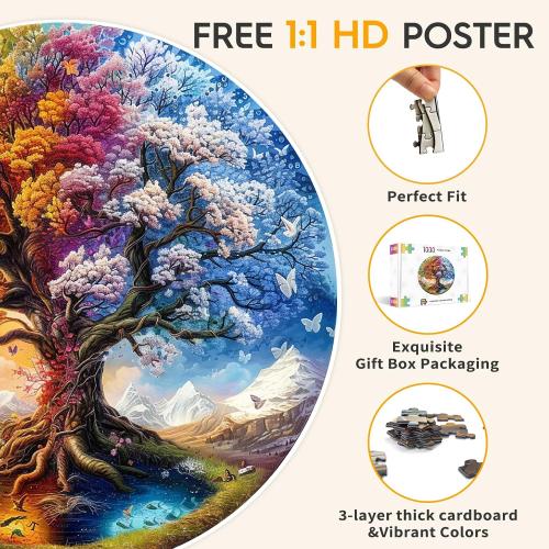 masseruon Round Puzzles for Adults 1000 Pieces-Tree of Life Puzzle-26.6 * 26.6in Jigsaw Puzzles with HD Matte Finish-Hard Impossible Difficult Puzzle for Adult-Challenging Gift for Puzzle Lovers