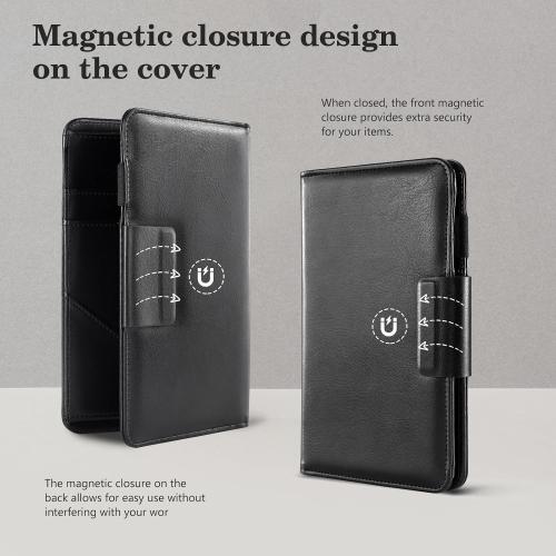 CoBak Premium Server Book - 5.12 x 7.91 Waiter Wallet Organizer in High-Quality Leather, with 8 Pockets, Magnetic Pocket, Zipper Pouch, Pen Hook & Magnetic Closure.Fits Apron Pocket.