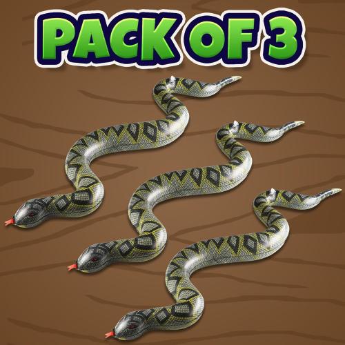 Inflatable Fake Snake Toys (3 Pack) - 39 Inch Blow Up Snakes for Pool Floats, Jungle Party, Rainforest, Reptile & Safari Theme, Inflatable Animal Party Decorations & Supplies