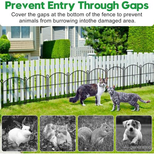 Decorative Garden Fence 17in (H) x10ft (L),Arched Rustproof Metal No Dig