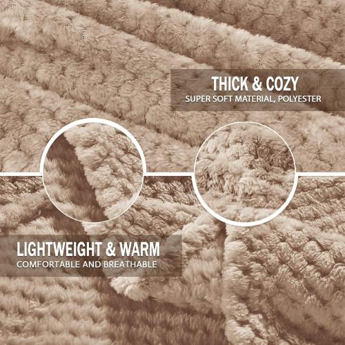 Exclusivo Mezcla Fleece Throw Blanket Extra Large, Super Soft and Warm Blankets for Couch, Sofa and Bed Waffle Textured, Cozy, Fuzzy and Lightweight (Camel, 50x70 Inches)