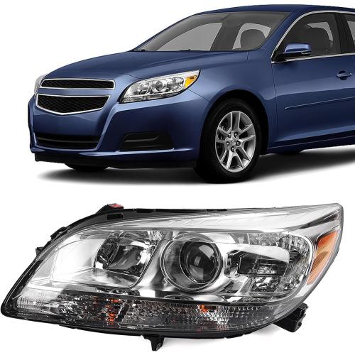 FIONE - For Chevy Malibu Headlight Assembly 2013-2015 Projector 2016 Limited Replacement Halogen Headlamp Left Driver Side 23294939 25919067 GM2502362