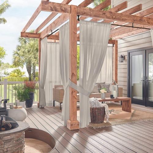 Zeerobee Curtain Rods for Windows 48 to 84, 1 Inch Industrial Wrap Around Curtain Rod, Indoor/Outdoor Room Divider Adjustable Drapery Pole, 48-86, Antique Bronze