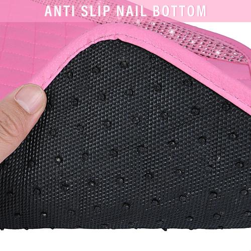 CAR PASS Bling Leather Car Mats Shining Diamond Floor Mats Crystal Rhinestones Sparkly Glitter Carpet Anti-Slip Waterproof Pad Universal Fit for Automotive SUV, Sedan, Van, 5pcs for Girl Women Pink
