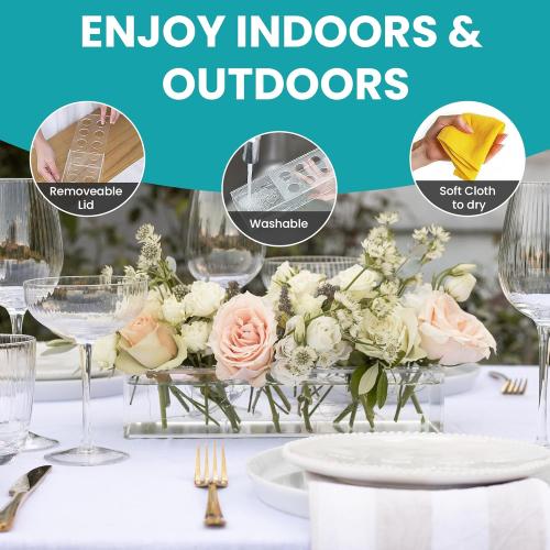 Premium Quality Acrylic Flower Vase Rectangular LED Lights - Wedding Centerpieces for Tables, Dining Table Decor, Vases for Flowers, Clear Vases for Centerpieces, Rectangle Flower Vase for Centerpiece
