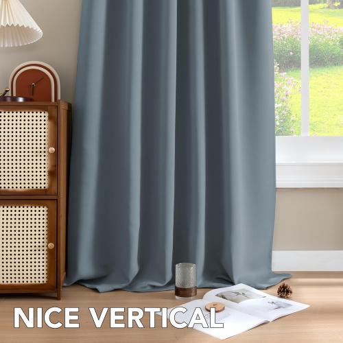 H.VERSAILTEX Blackout Curtains Thermal Insulated Window Treatment Panels Room Darkening Blackout Drapes for Living Room Back Tab/Rod Pocket Bedroom Draperies, 52 x 84 Inch, Stone Blue, 2 Panels