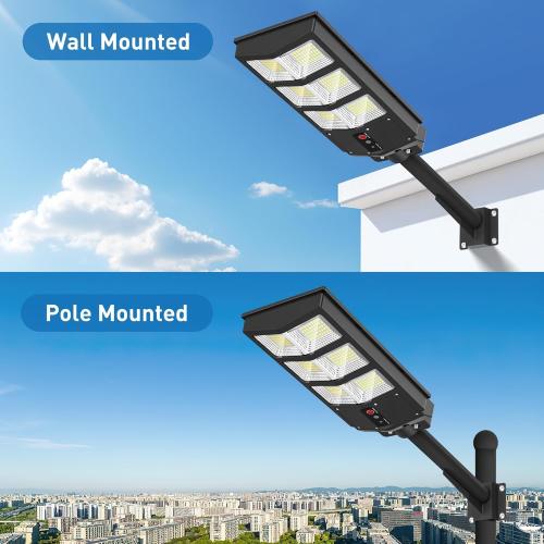 Solar Lights Outdoor - Wide Angle 6500K Solar Street Lights Outdoor Motion Sensor, Street Light IP66 Waterproof, Parking Lot Light Dusk to Dawn with Remote Control (1Pack)