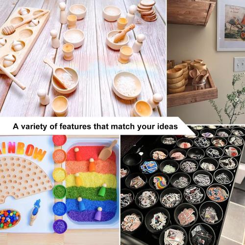 30 Pack 2.2 Inches Round Wooden Bowls, Unfinished Mini Wood Bowls for Condiments, Sauces, Dips, Nuts, and Snacks