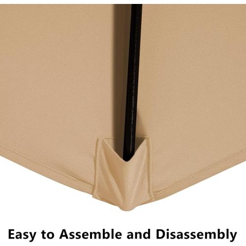 Beige 7.5Ft Patio Umbrella Replacement Canopy Market Yard Sunshade Umbrella Top Cover 7.5Ft
