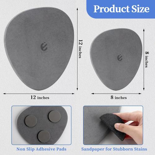 Elfcool Plant Saucer Quick Dry Absorbent Flower Plant Pot Saucer Dirp Tray Diatomaceous Earth Plant Mat for Indoor Outdoor Plants (12''-Dark Grey-1pack)