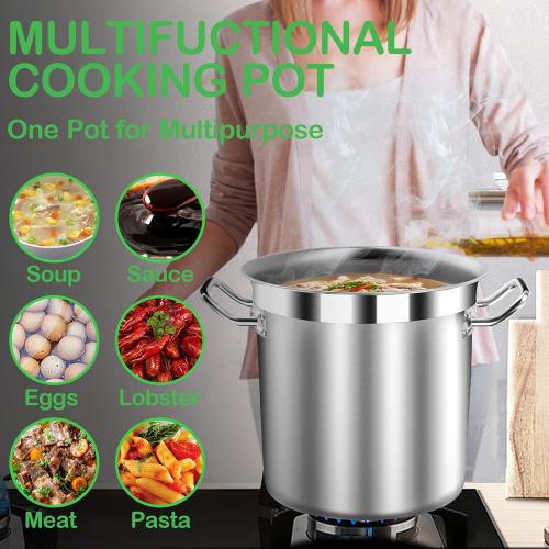 Commercial Grade Large Stock Pot - Soup Pot with Lid - Non-Nickel Stainless Steel - Healthy Cookware Polished Stockpots - Heavy Duty - 35 Quart (8.8Gallon)