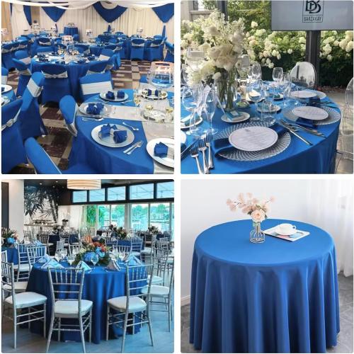 4 Pack Round Tablecloth 90 Inch Polyester Washable Fabric Table Covers for Wedding Dining Table Buffet Parties Banquet Decoration（Blue）