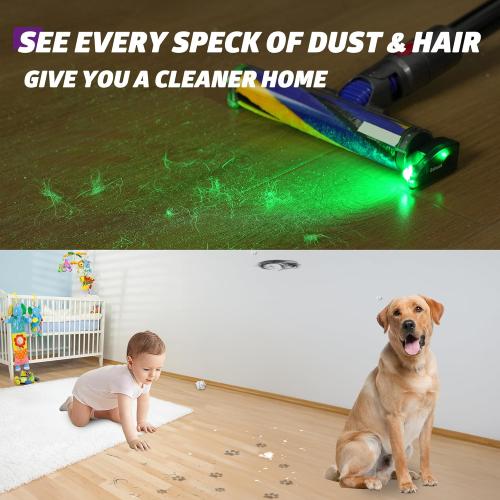 Vacuum Attachments Green Laser Light, Compatible with Dyson V8, V10, V11, V12, V15, Gen5 & All Vacuums, Deep Cleaning Supplies for Dog & Cat Owners, Reveal Hidden Dust on Hard Floor&Pet Hair (Purple)
