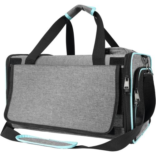 Cat Carrier Alaska Airline TSA Approved 17x11x9.5 Soft-Sidedsoze L Pet Air Travel Carry Bag, Southwest Airplane Kitten 12lbs Crate in Cabin Under-Seat Traveling Cage Tiny Dog Under 8 Pound