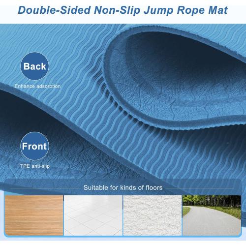 Blue Jump Rope Mat 71/63x24 Larger Non-Slip Indoor Outdoor Exercise Fitness Mat, High-Density Workout Shock Absorption for Home Gym Flooring Concrete Jumping Rope