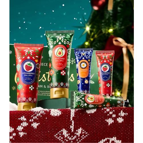 5 Pack Christmas Hand Cream & Body Lotion Gifts Set, Moisturizing Natural Scented Lotion Travel Size for Women, Holiday, Stocking Stuffers, Bridesmaid, Coworkers, Friends, Dry Cracked Hands